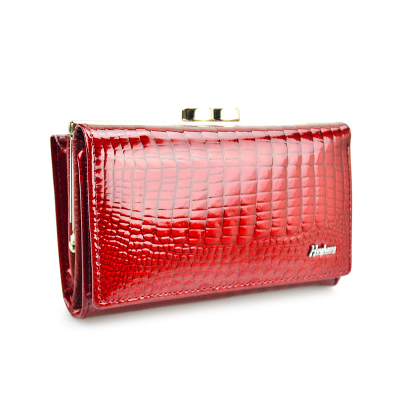 Women's Short Russian Genuine Leather Banknote Mobile Ladies Wallets
