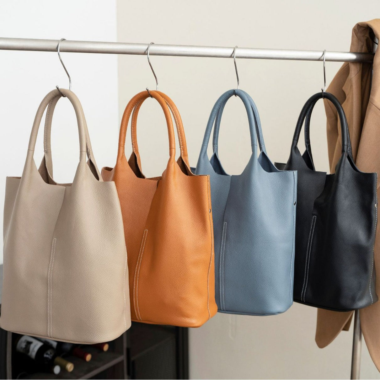 Women's First Layer Cowhide Single Lady's Fashion Large Shoulder Bags
