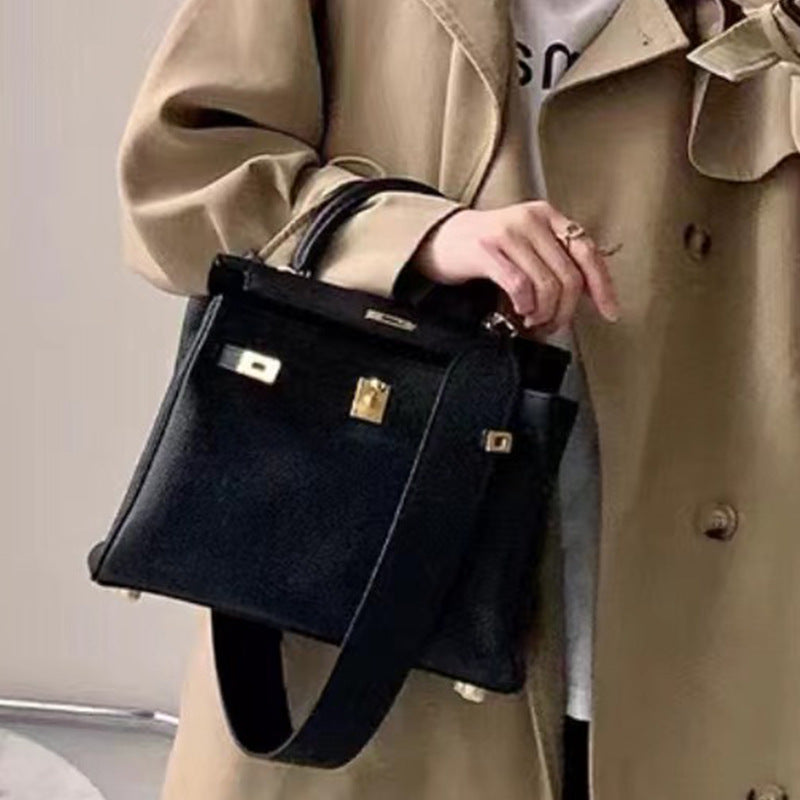 Women's Genuine Leather High-grade First Layer Cow Wide Strap Bags