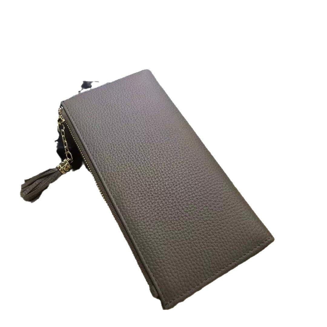 Women's Summer Thin Niche Design Long Cowhide Ladies Wallets