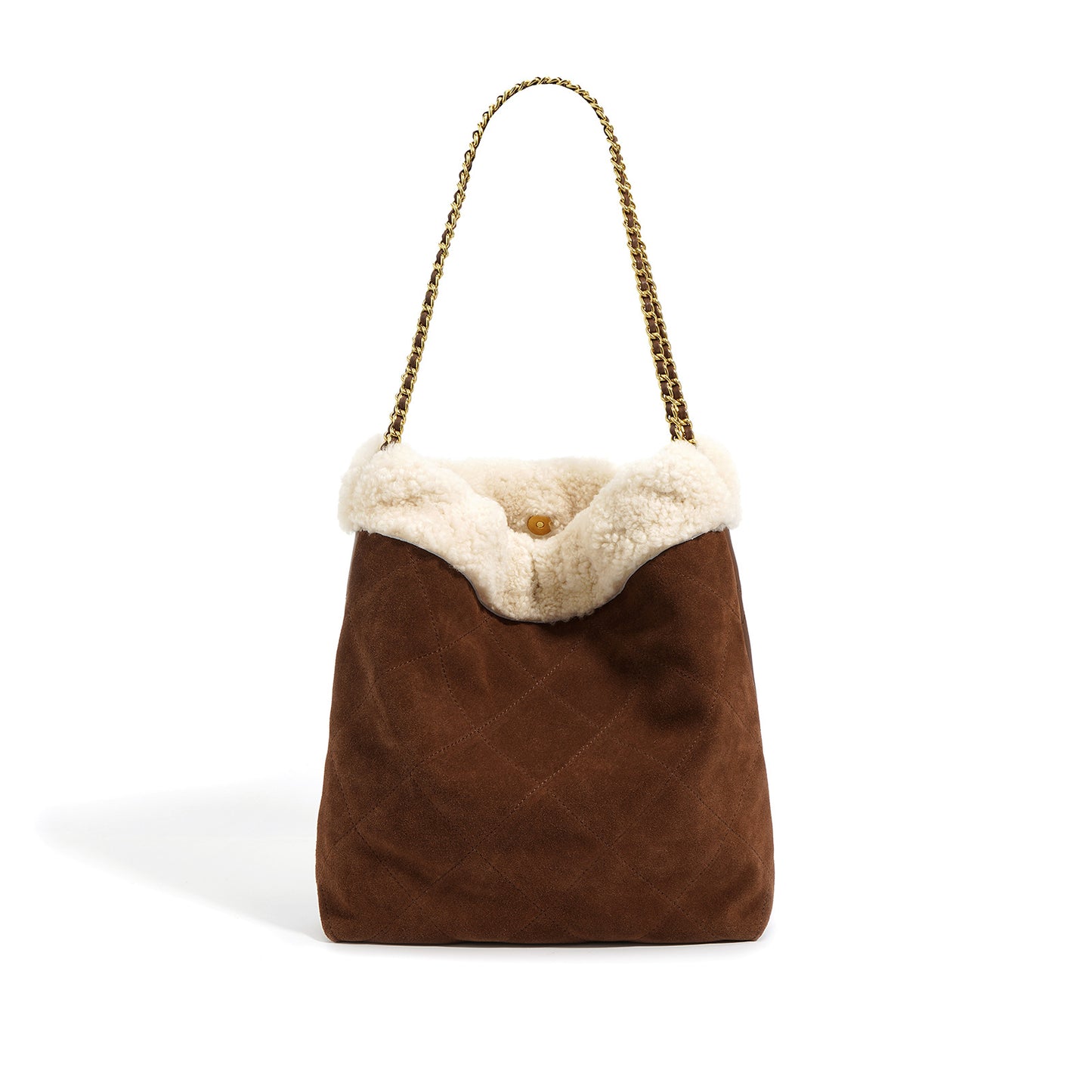 Wool Lamb Garbage Design Fashion Diamond Shoulder Bags