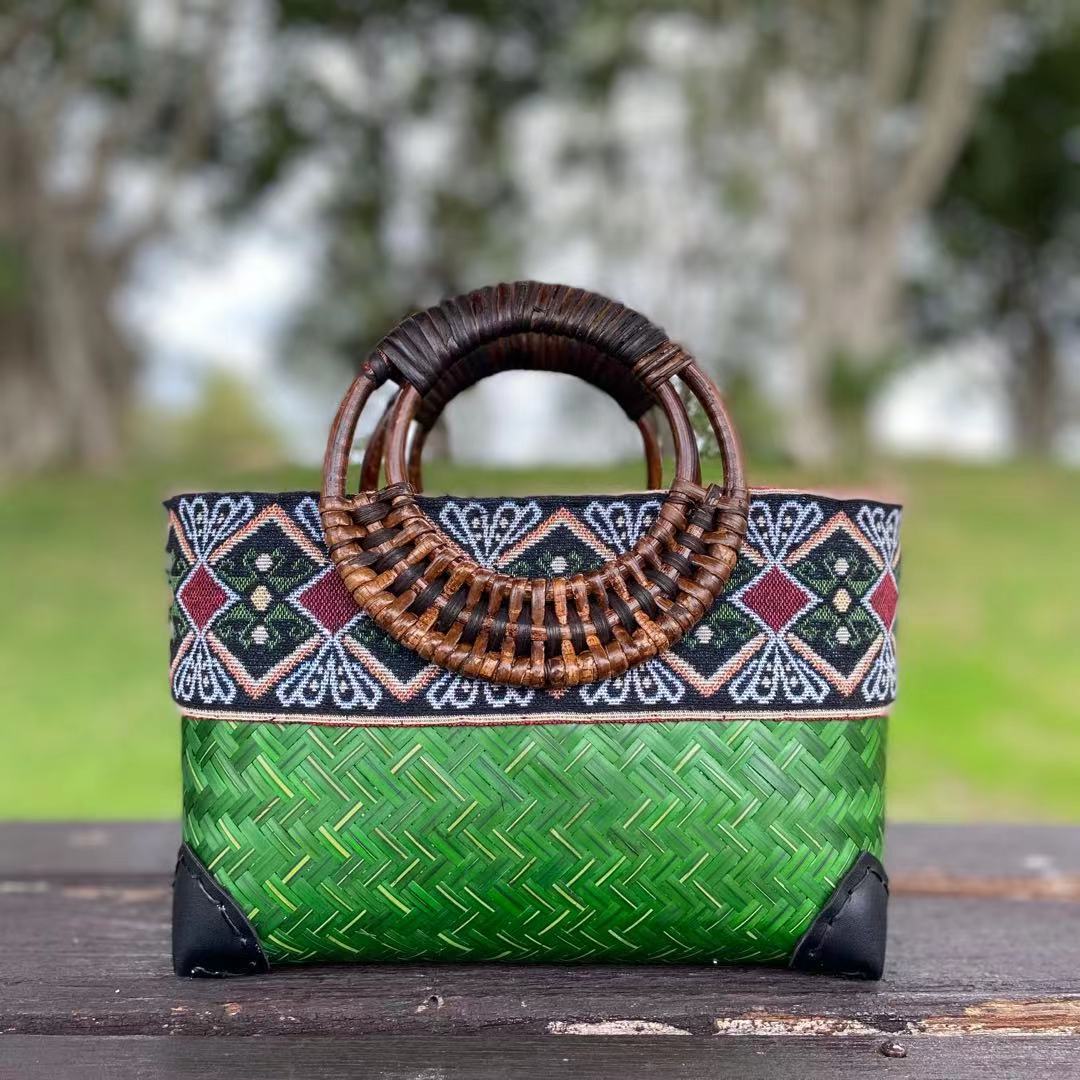 Retro Ethnic Style Bamboo Woven Leisure Large Bags