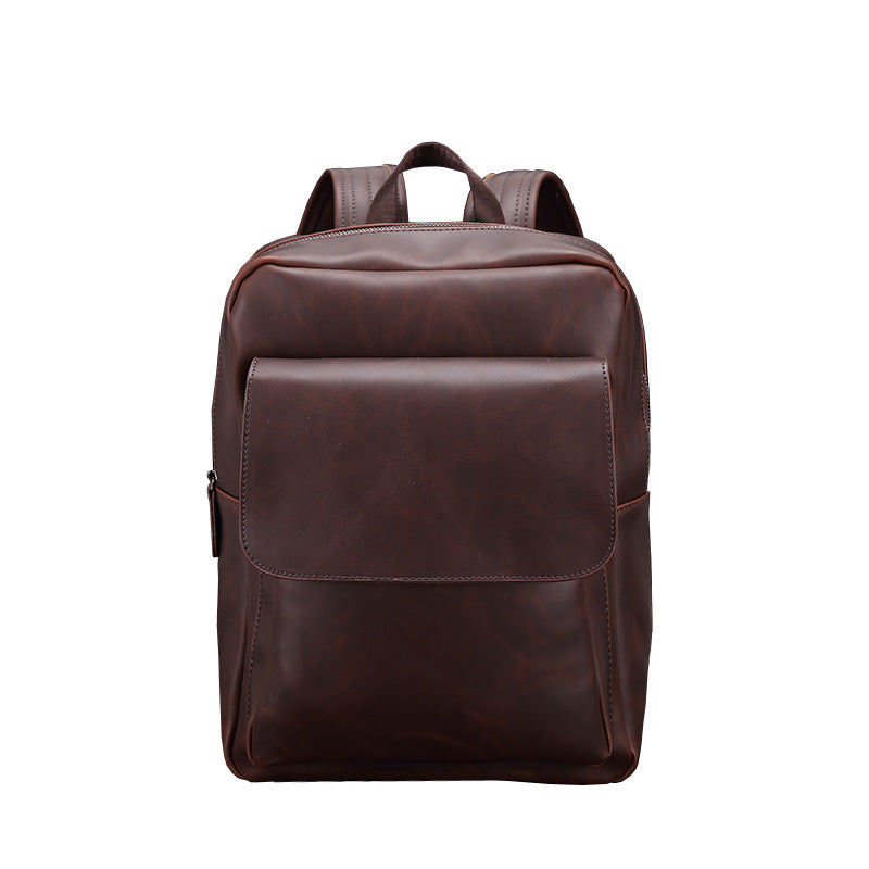 Men's Retro Crazy Horse Leather Computer Large Backpacks