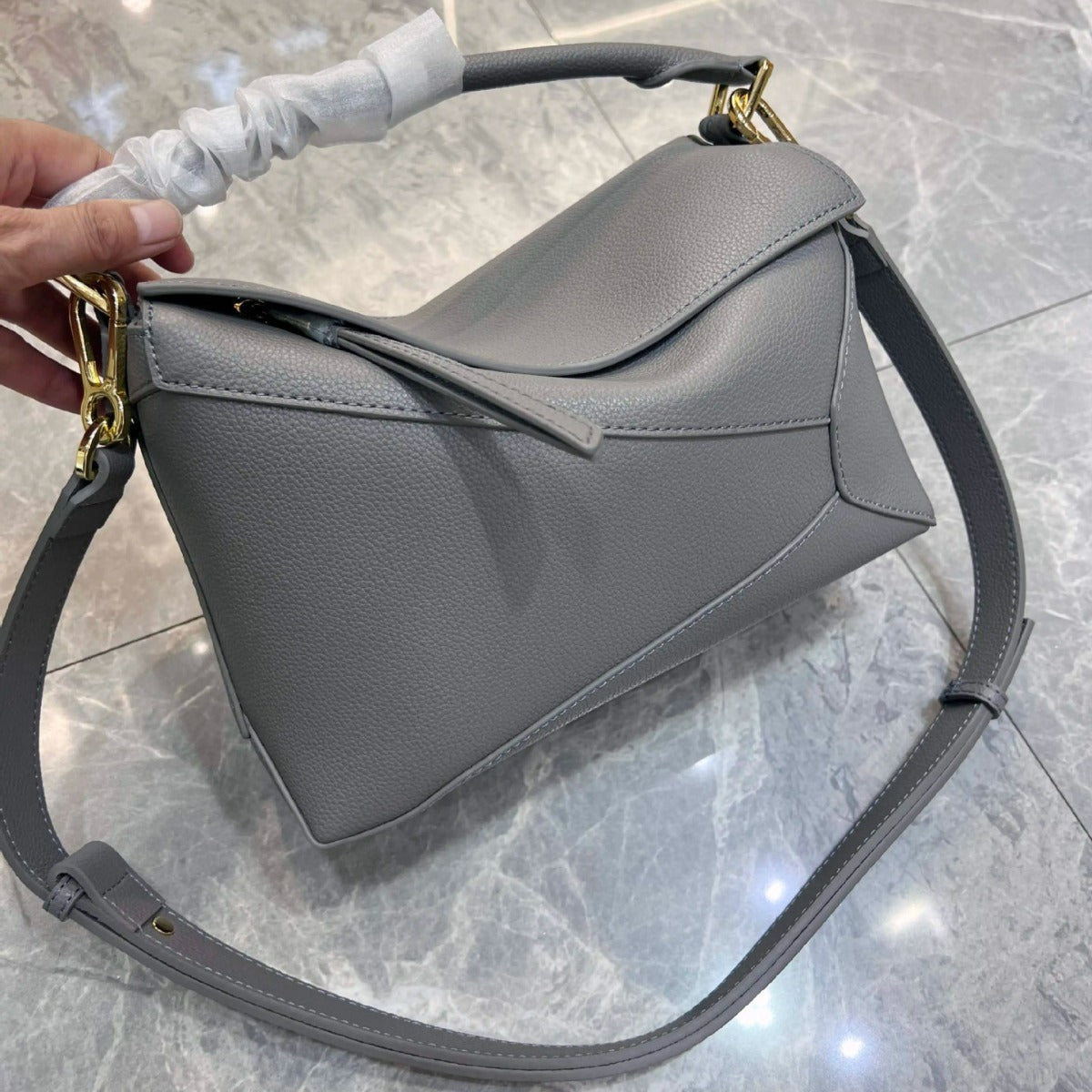 Women's Geometric Original Leather Box Large Capacity Handbags