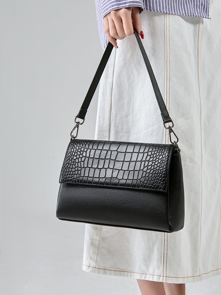 Women's Genuine Leather For Commute Crocodile Pattern Small Square Bags