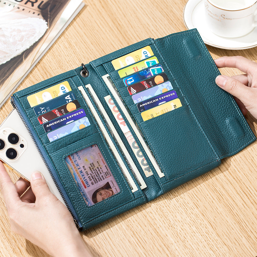 Genuine Leather Soft Long Fashionable Large Ladies Wallets
