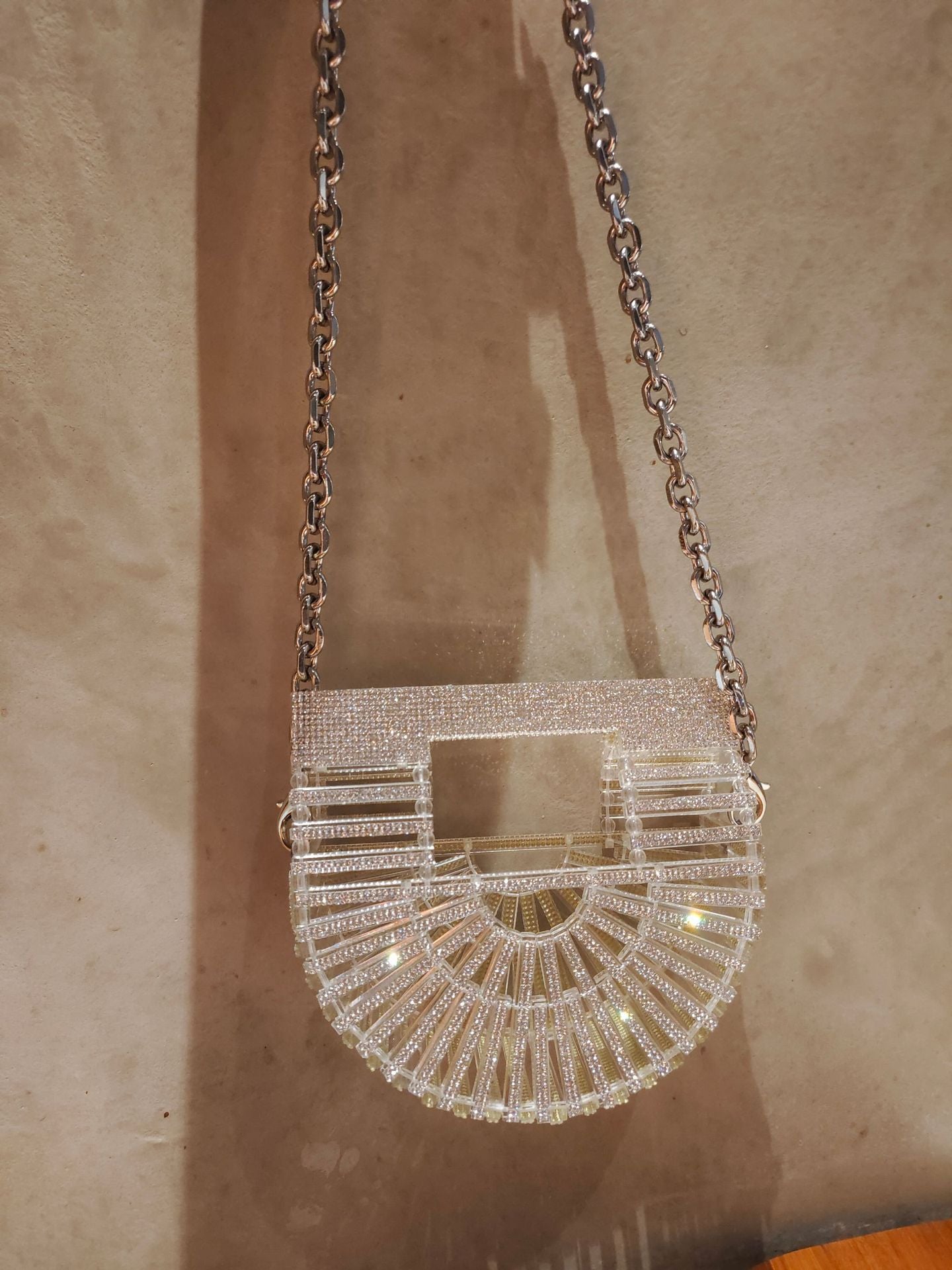 Women's Dinner Party Hollow Vegetable Basket Shiny Diamond Sier Handbags