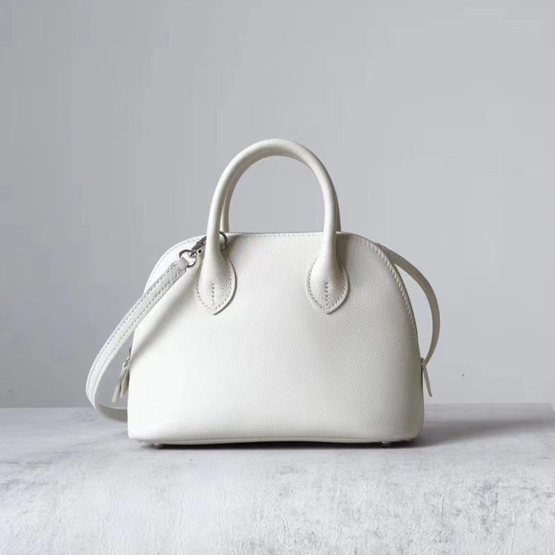 Women's Wax Line Top Layer Cowhide Bowling Crossbody Bags