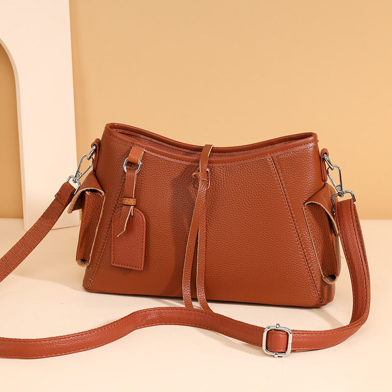 Women's First Layer Cowhide Leather Fashion Shopping Shoulder Bags