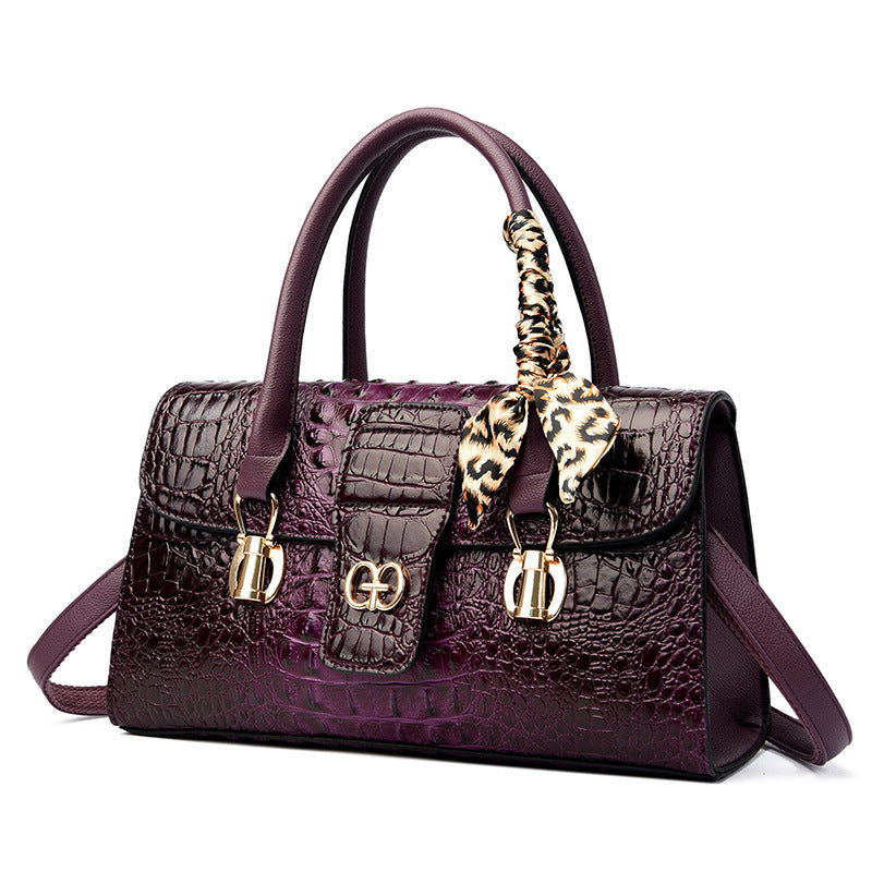 Women's Retro Autumn Crocodile Pattern Commuter Large Bags