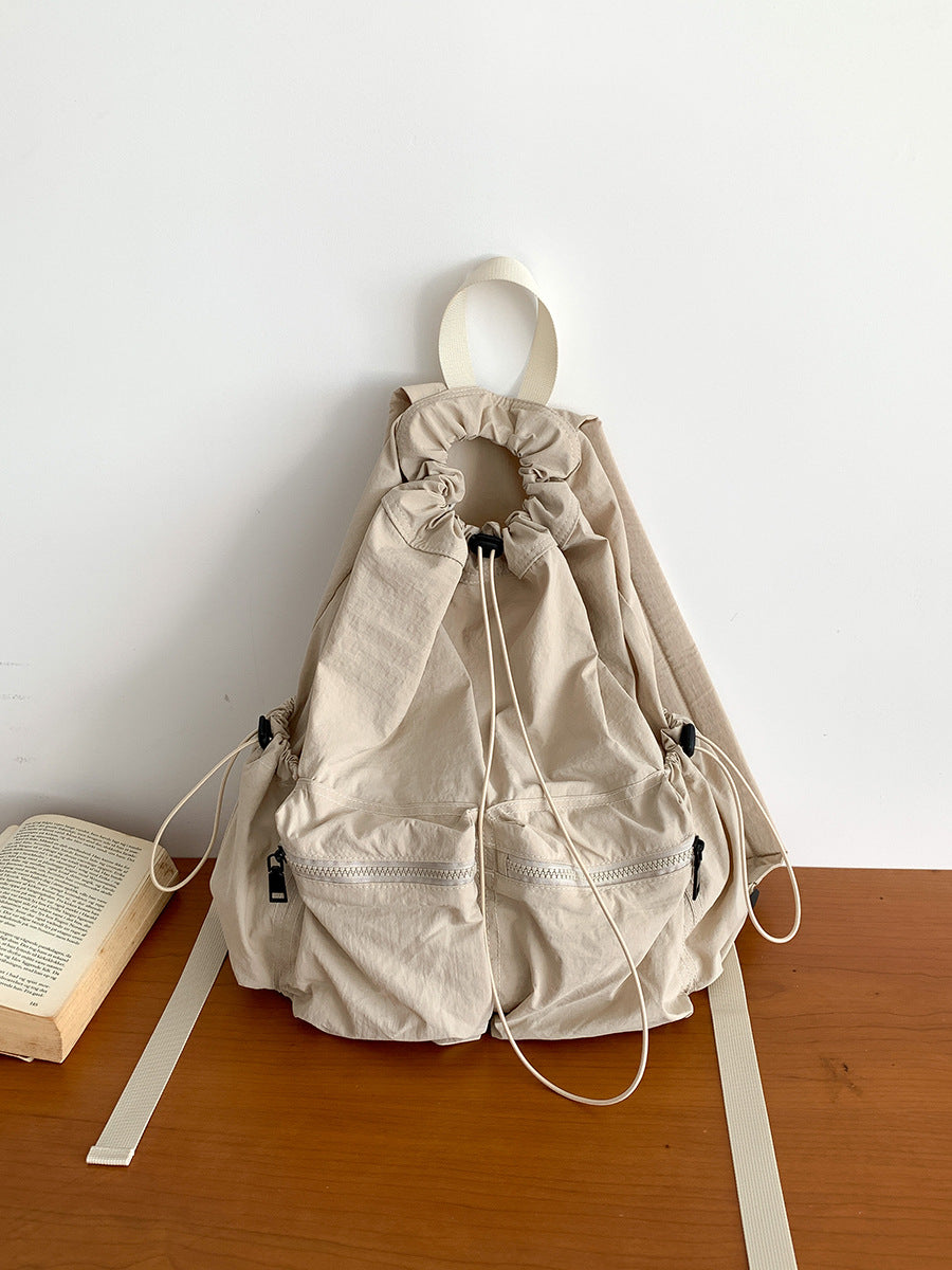 Pleated Female Design Nylon Large Capacity Backpacks