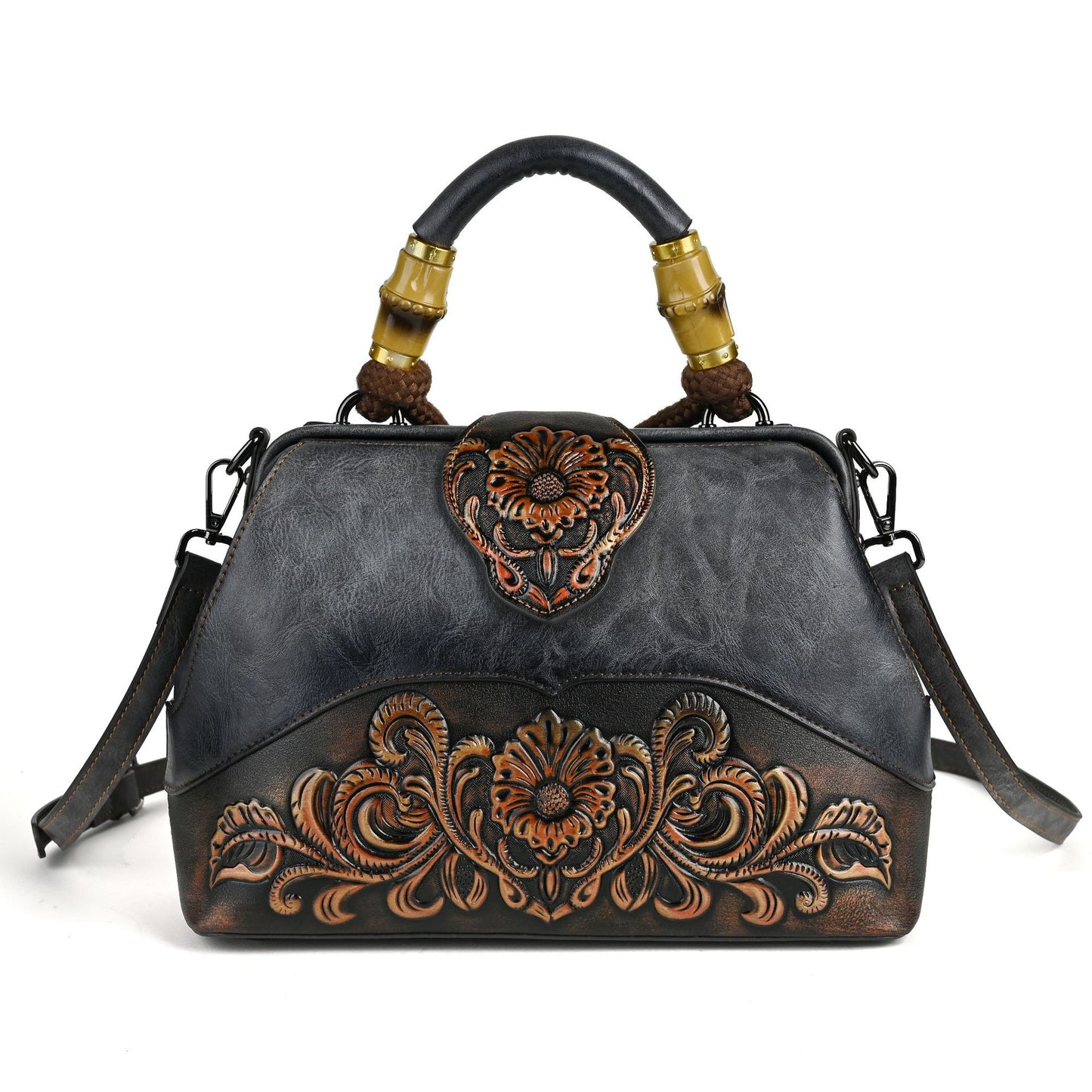 Women's Retro Embossed Hand-rub Color Clip Crossbody Bags