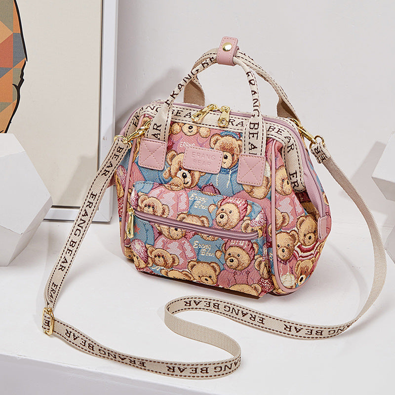Women's Bear Attachment Stylish Versatile Canvas Large Bags
