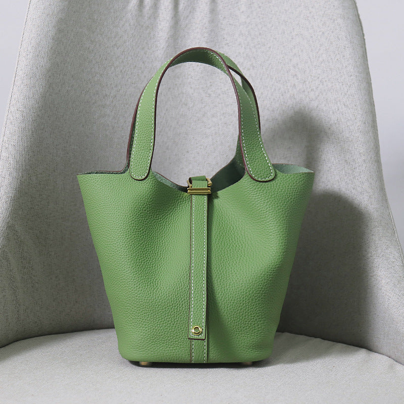 Women's Upgraded First Layer Cowhide Gold Vegetable Handbags