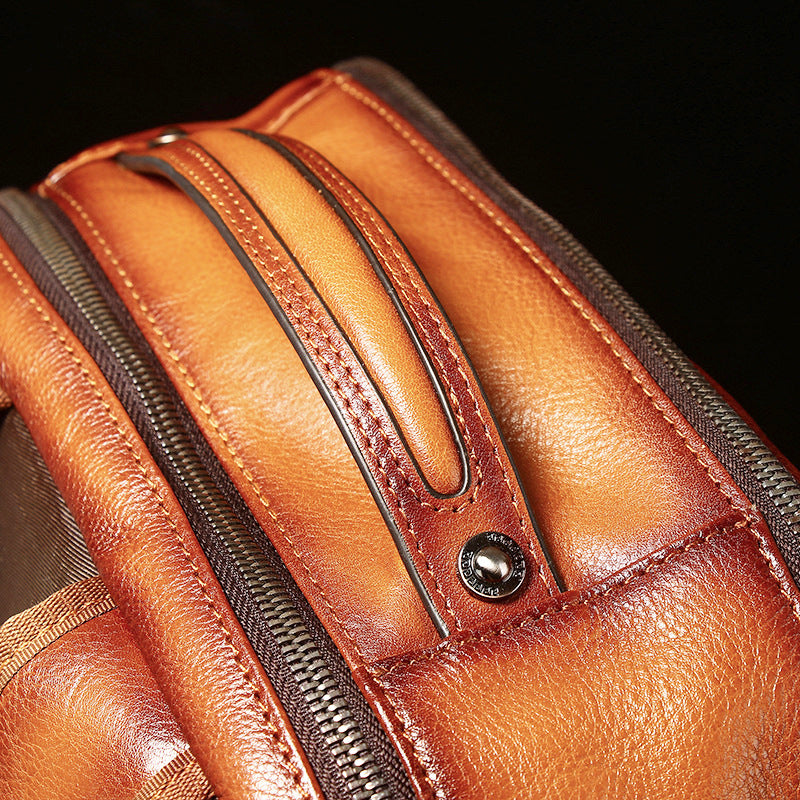 Men's Retro Genuine Leather Fashion Large Capacity Backpacks