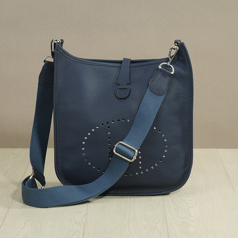 Women's Genuine Leather Cowhide Lychee Pattern Leisure Bucket Bags
