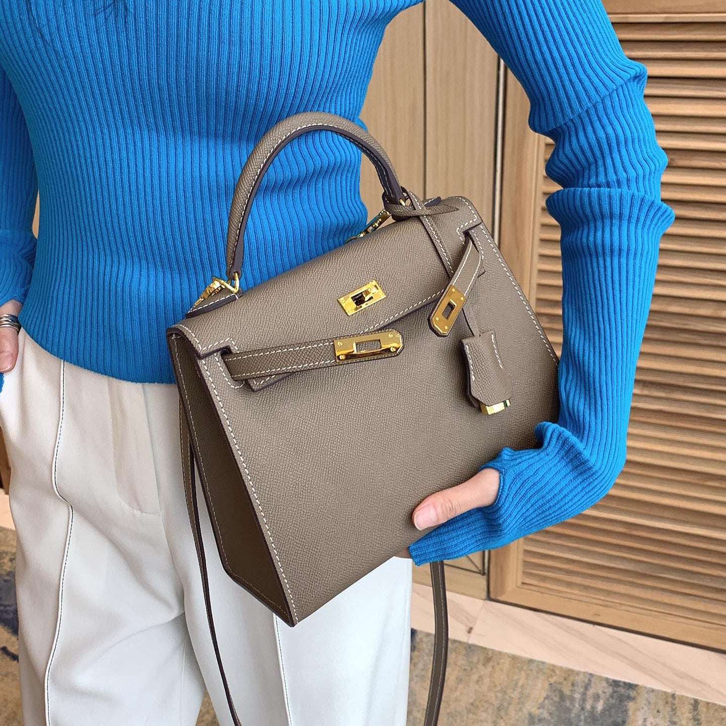 Women's Palm Print Genuine Leather Second Generation Handbags