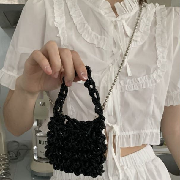 Dong Gate Rhinestone Design Hand-woven Portable Crossbody Bags