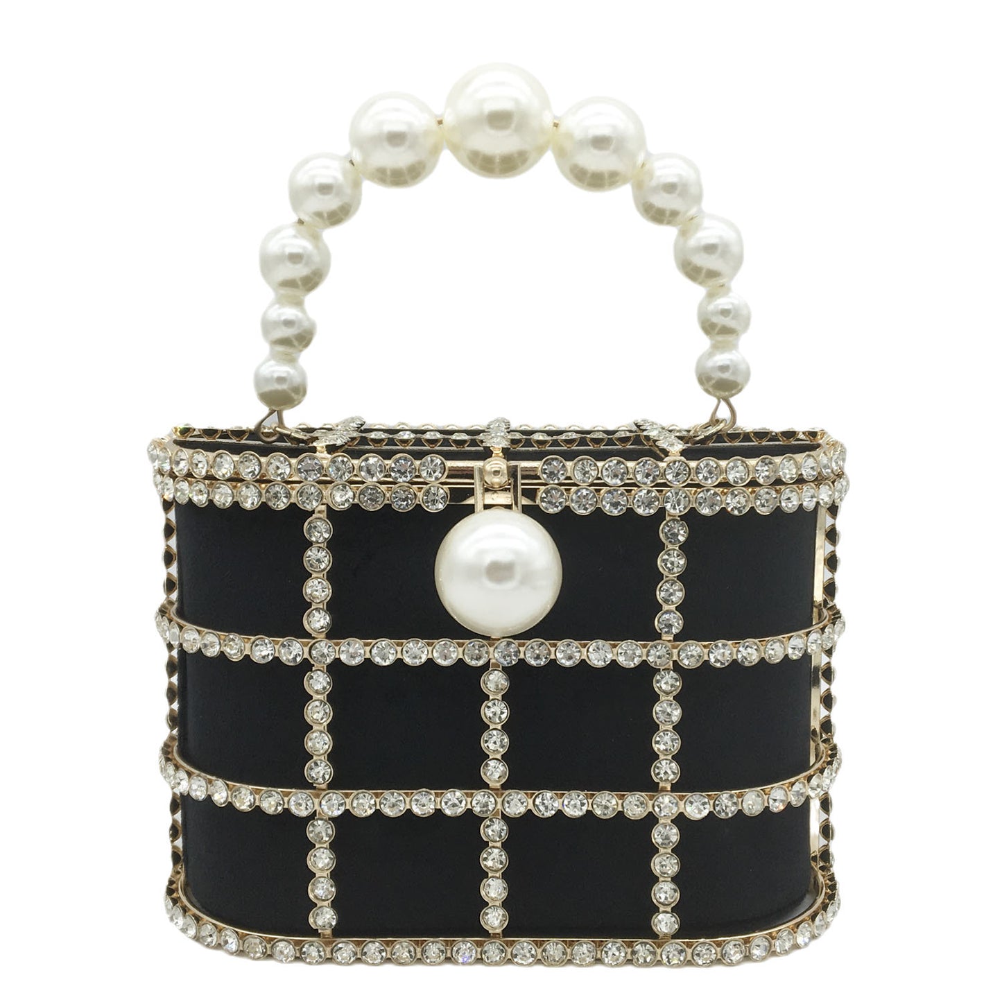Women's Metal Pearl Diamond Chain Pig Cage Handbags