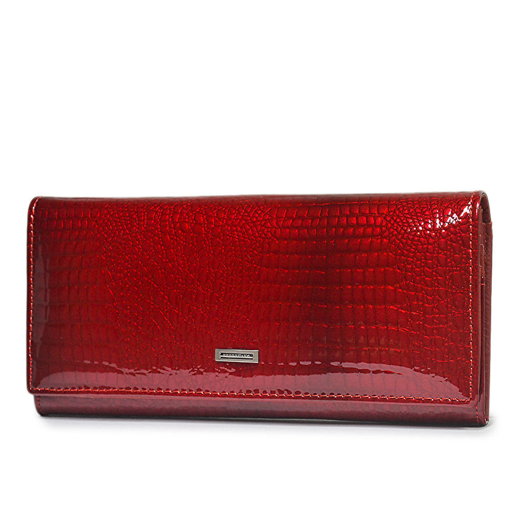 Women's Magnetic Snap Patent Leather Long Multiple Ladies Wallets