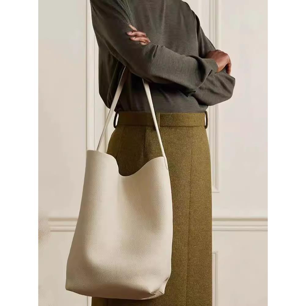 Top Layer Cowhide Lychee Pattern Large Shoulder Bags