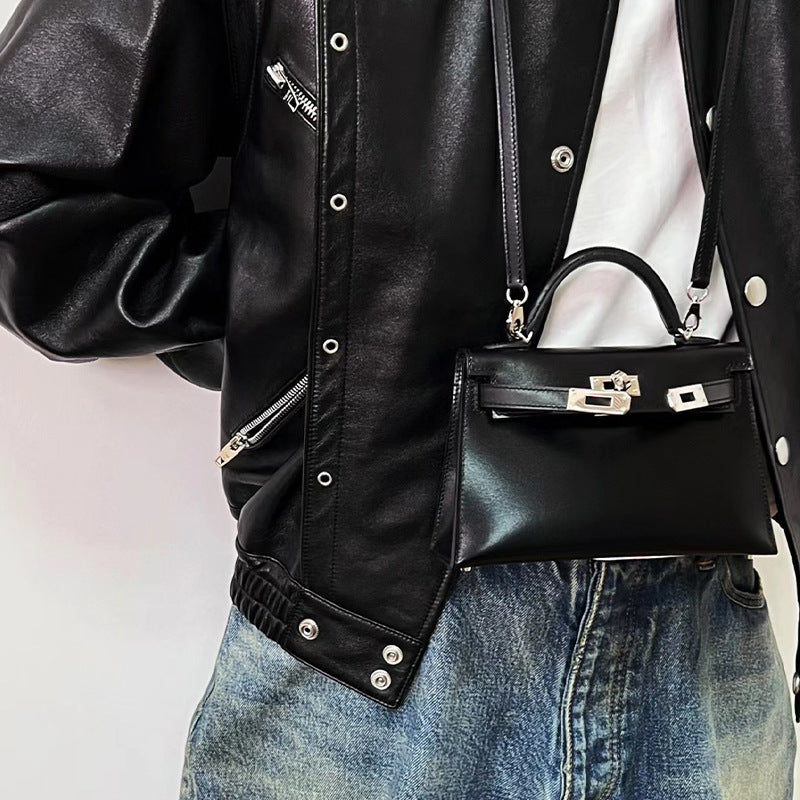 High-grade Handmade Wax Line Cowhide Second Crossbody Bags
