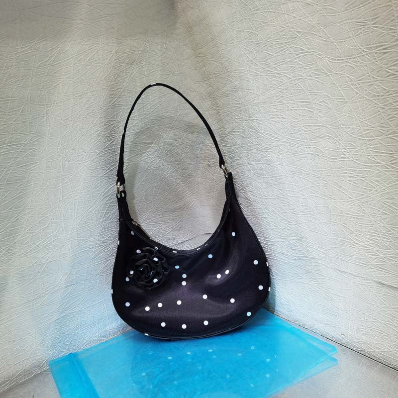 Women's Design Vintage Satin Selenodont Rose Flower Armpit Bags