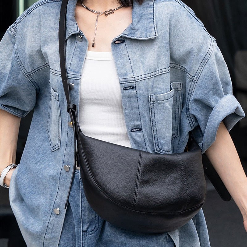 Cowhide Croissant Dumpling Niche Genuine Leather Crossbody Bags