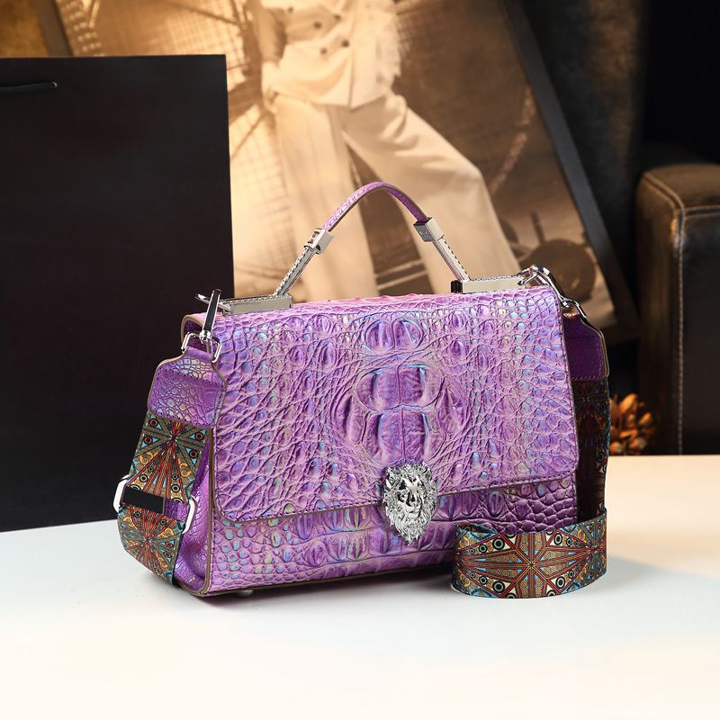 Women's Crocodile Leather Genuine Large Capacity High Shoulder Bags