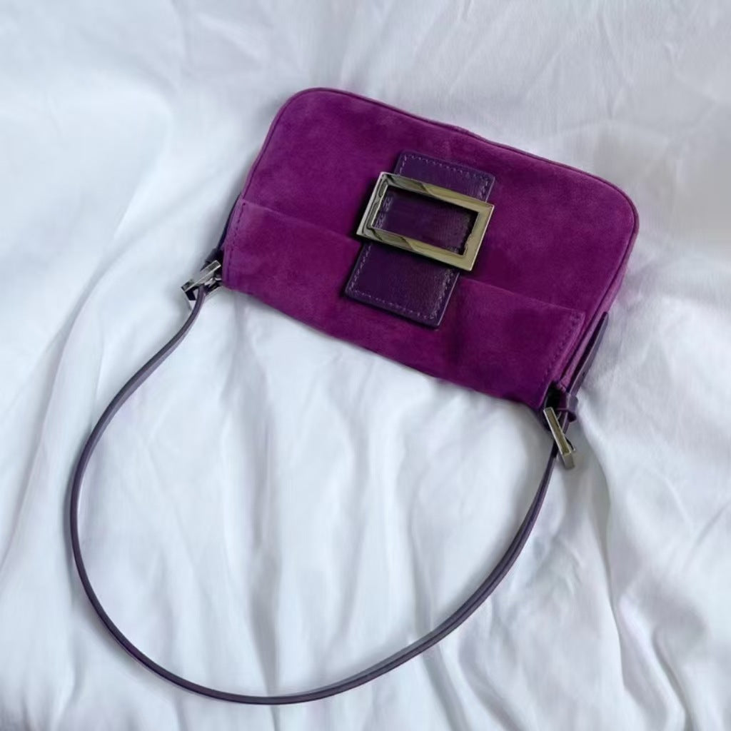 Women's Pink Baguette Mini Portable Retro Underarm Shoulder Bags