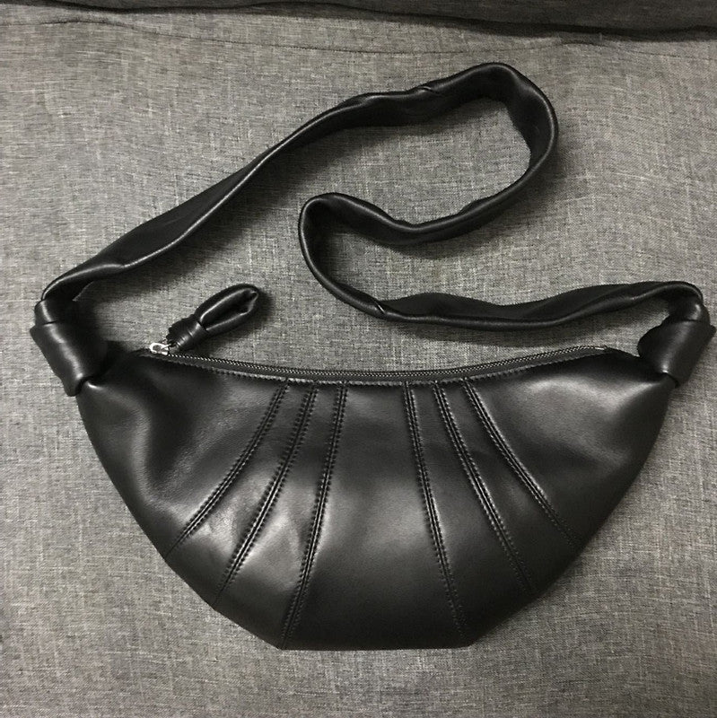 Women's Retro Minority Cowhide Croissant Genuine Leather Crossbody Bags
