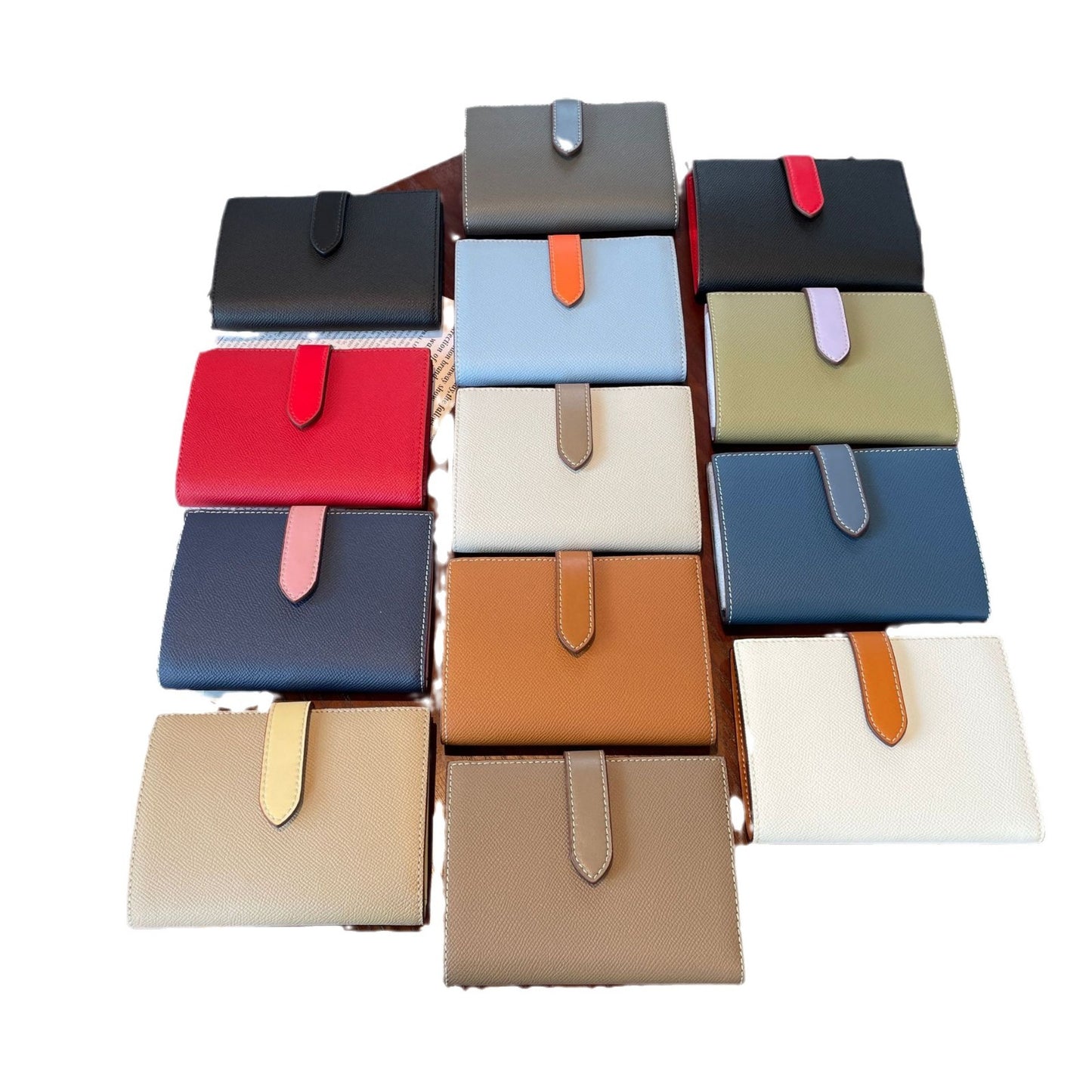 Cowhide Change Contrast Color Design Large Card Holder