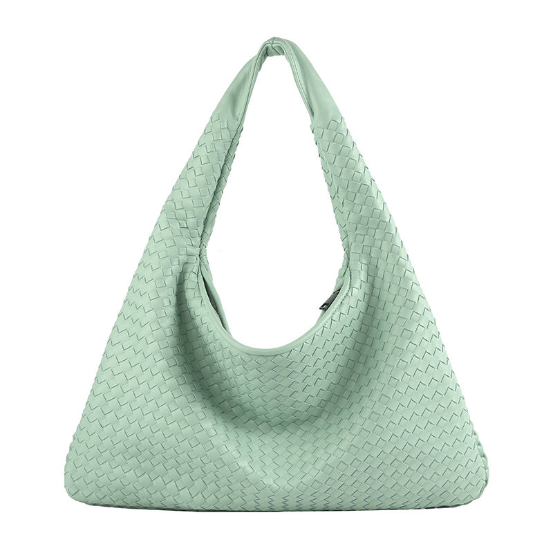 Woven Solid Color Large Capacity Portable Simple Shoulder Bags
