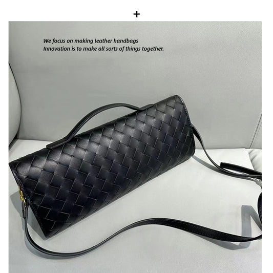Woven Dinner Cowhide High-grade Horizontal Elegant Shoulder Bags