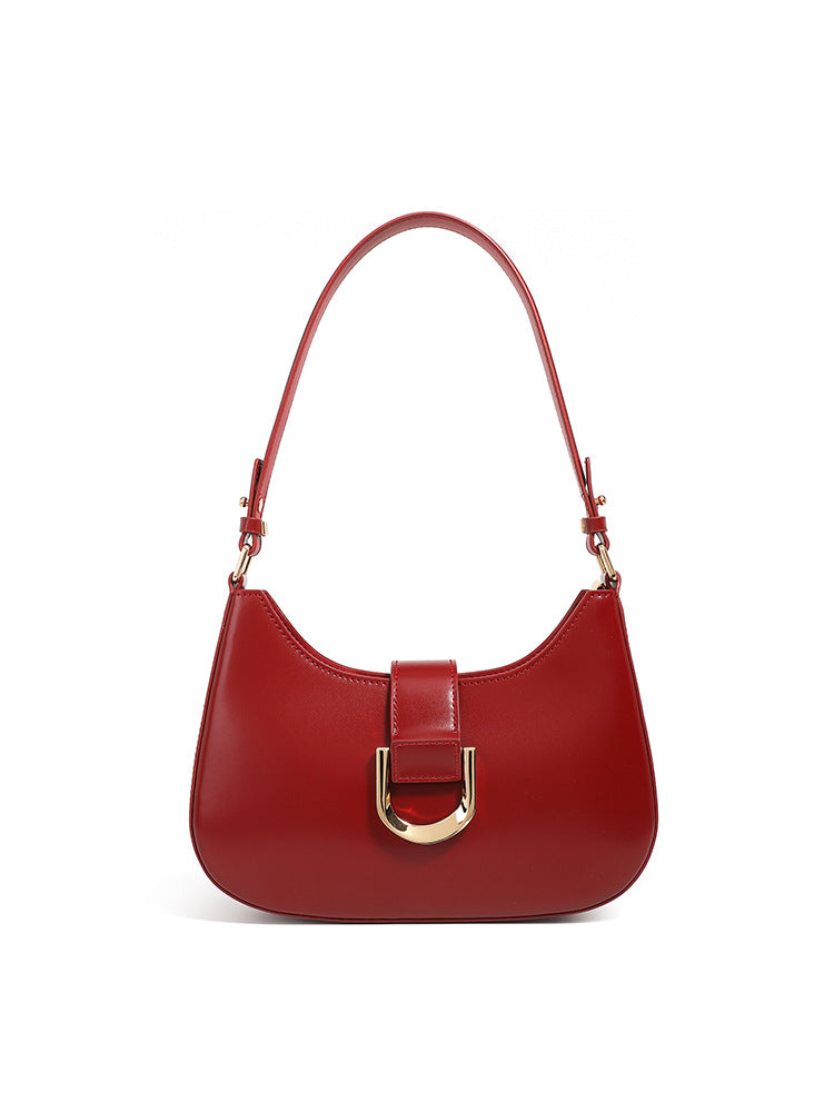 Women's Fashion Commuter Cowhide Baguette Underarm Versatile Crossbody Bags