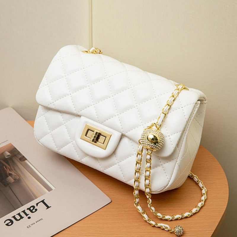 Women's Genuine Leather Diamond Pattern Chain Classic Crossbody Bags