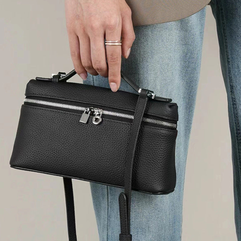 Women's High Quality Genuine Leather Lunch Box First Layer Crossbody Bags