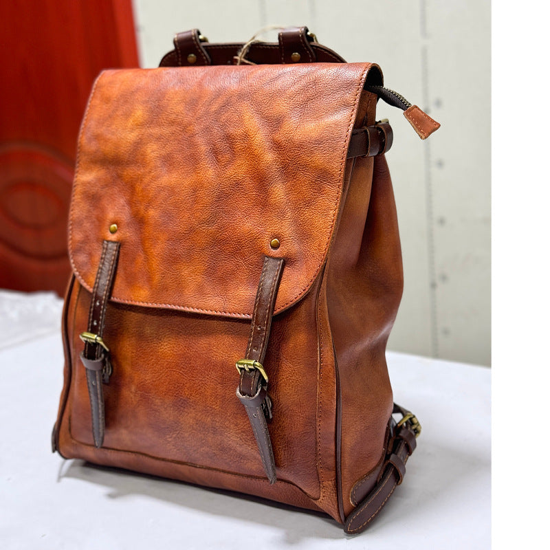 Leather Sketch Brush Color College Large Backpacks