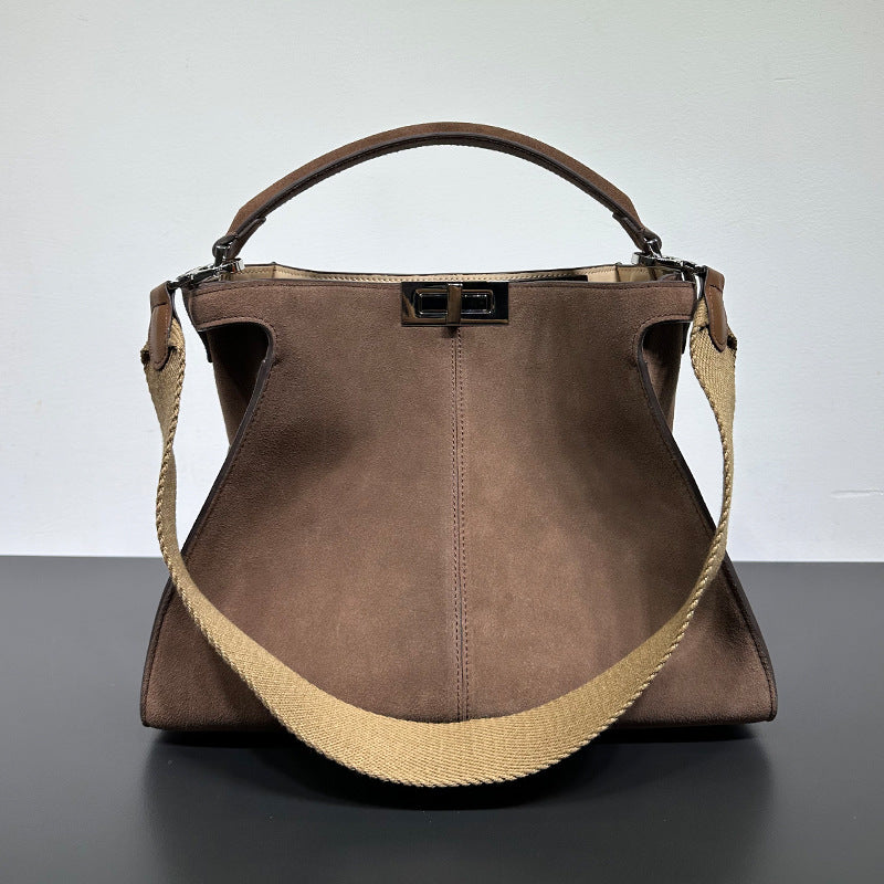 Women's Leather Frosted Cowhide Metal Catch Portable With Handbags