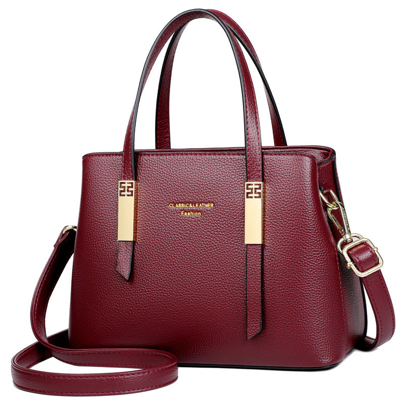 Women's Mother Simple Elegant Soft Leather Handbags
