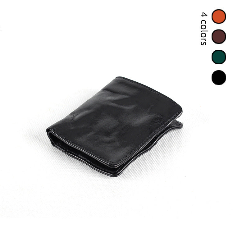Leather Simple Retro Two-fold Short Multiple Slots Driving Ladies Wallets