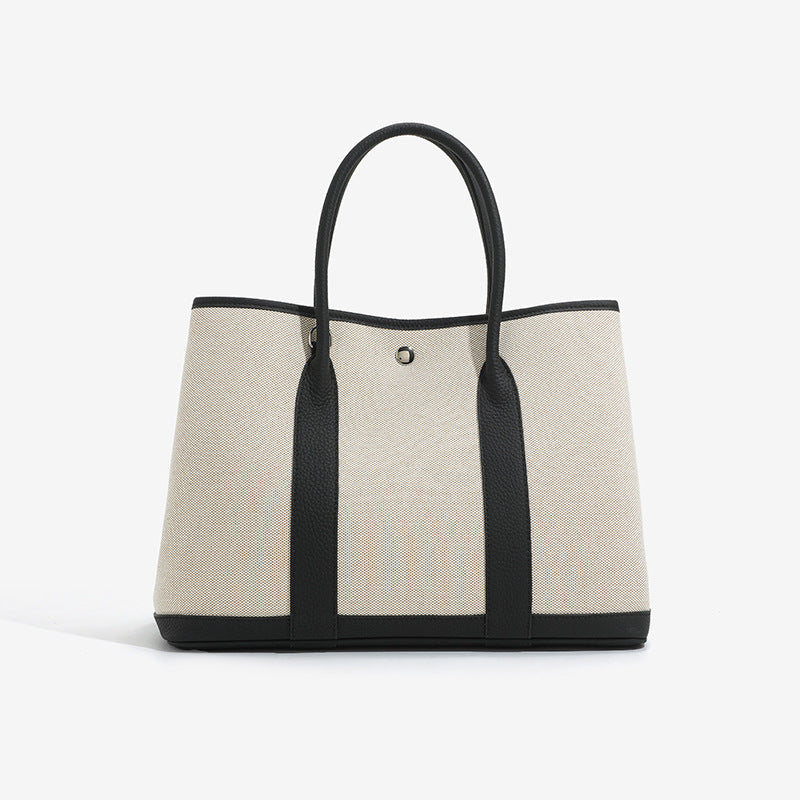 Women's Stitching Top Layer Cowhide Large Capacity Contrast Color Mom Handbags
