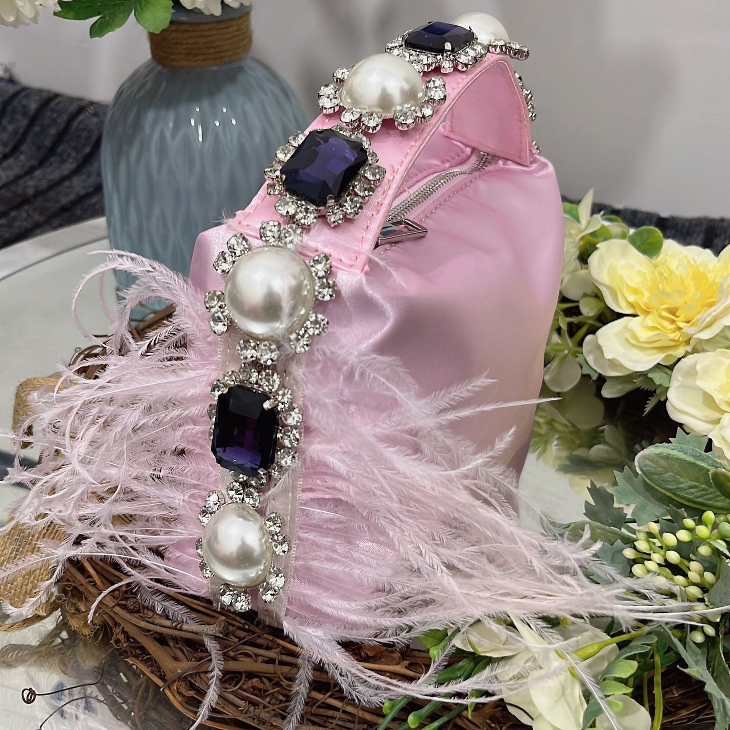 Women's Clutch Rhinestone Pearl Satin Lunch Box Summer Handbags
