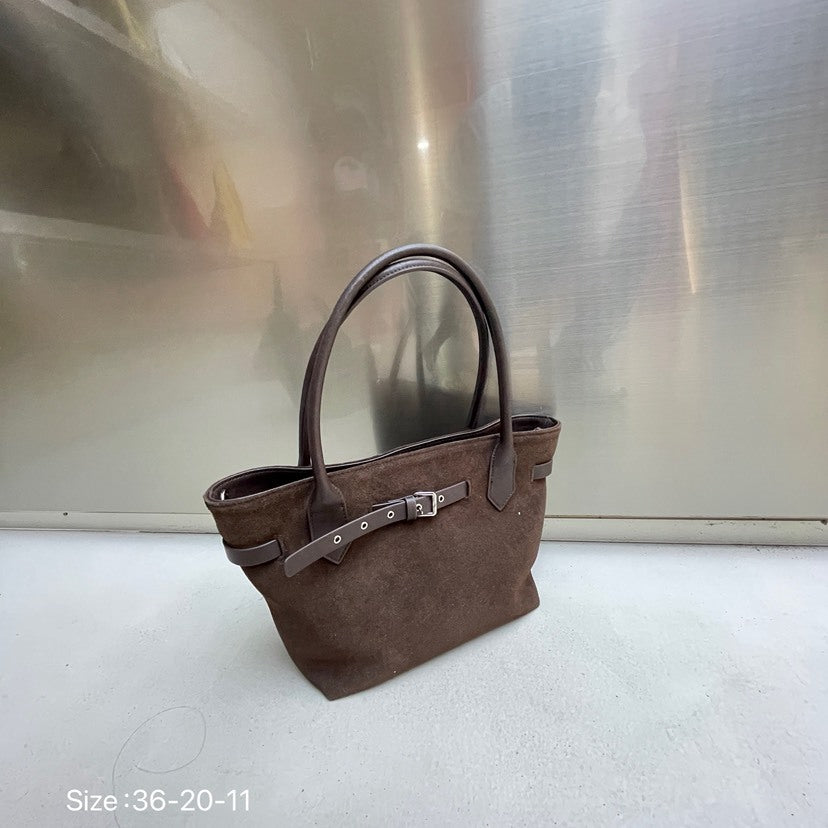 Women's Contrast Color Retro Cowhide Large Capacity Commuter Shoulder Bags