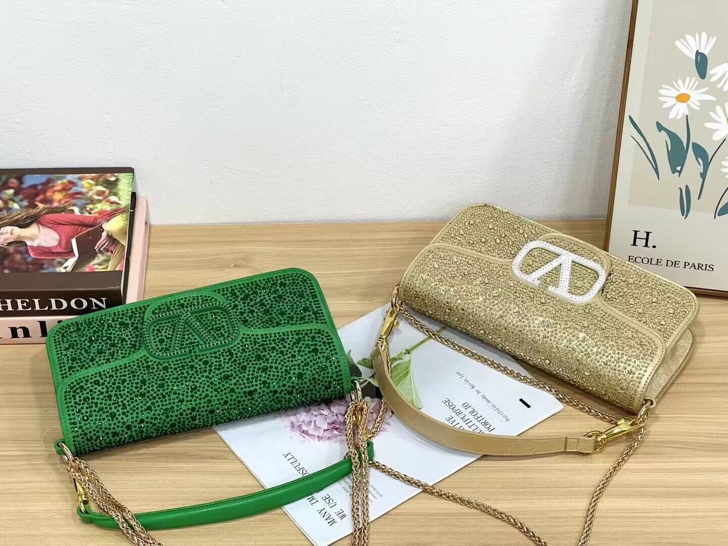 Women's Mini Diamond Rhinestone Flip Retro Bags