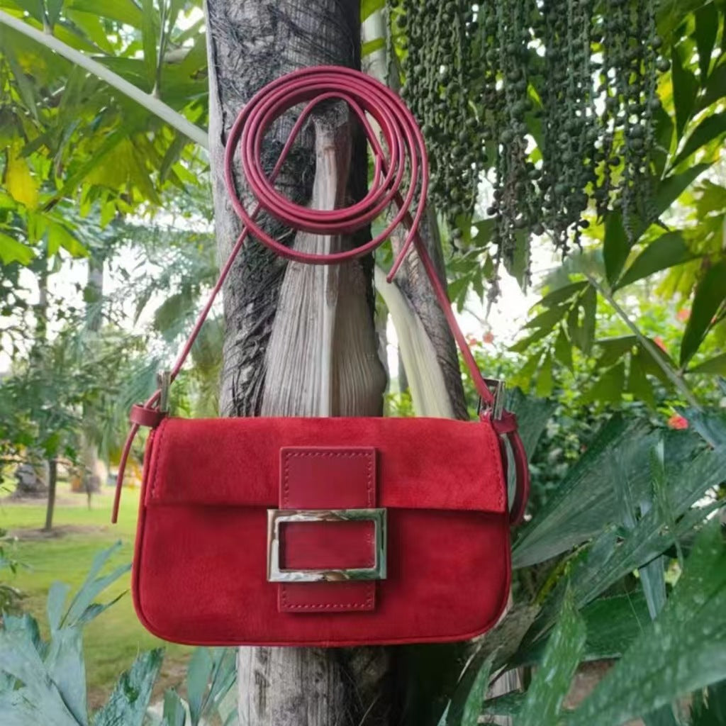 Women's Pink Baguette Mini Portable Retro Underarm Shoulder Bags