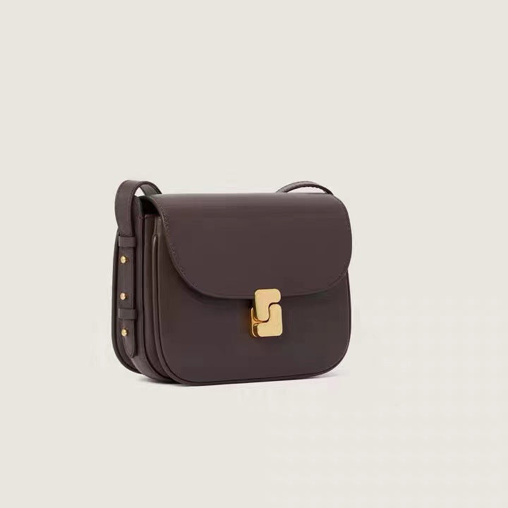 Layer Cowhide Lady Temperament Black Classic Crossbody Bags