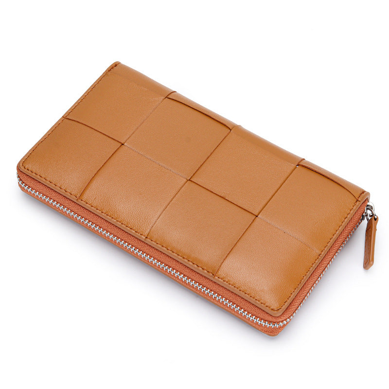 Leather Long Sheepskin Woven Fashion Clutch Ladies Wallets