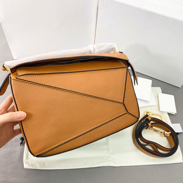 Geometric Cowhide Stitching Pillow Retro One Shoulder Bags