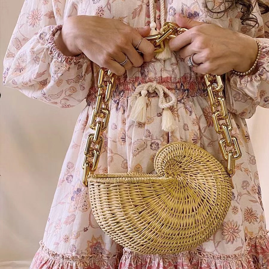 Rattan Conch Hand-woven Shell Retro Trendy Handbags
